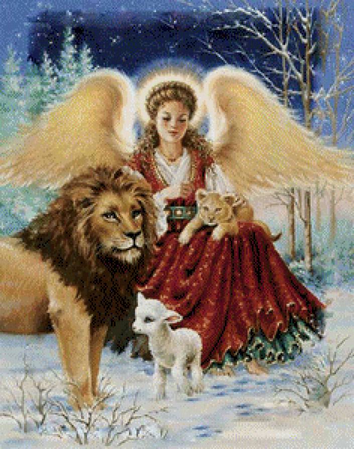 ангельская дружба - животные, ангел - предпросмотр