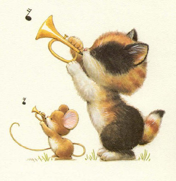 друзья - мышки, жиопись, коты - оригинал