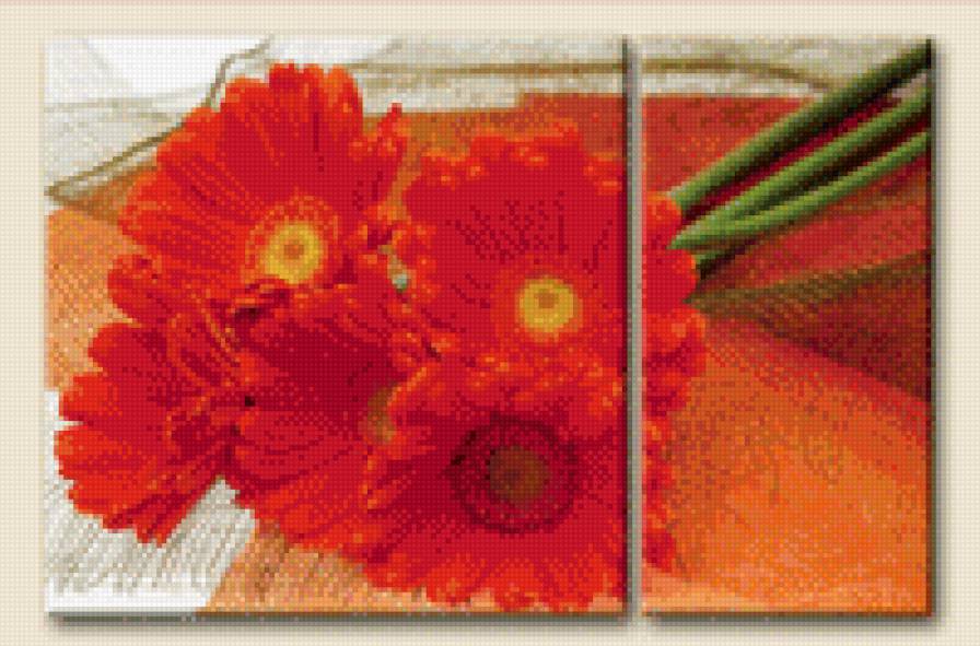 герберы - цветы, букет, триптих - предпросмотр