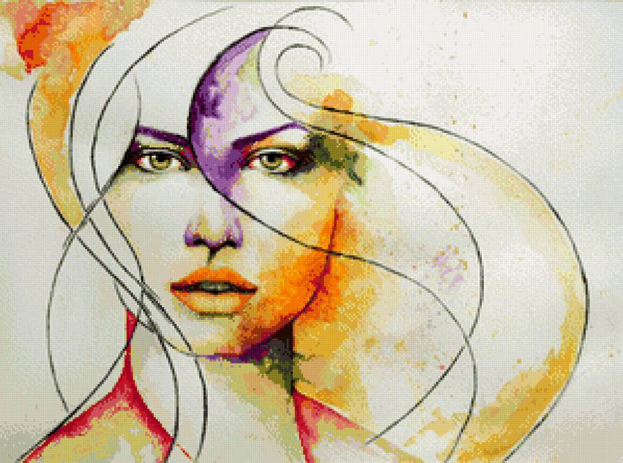 портрет - девушка, акварель, портрет - предпросмотр