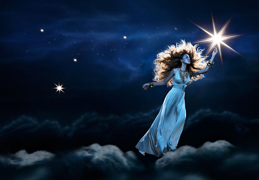 зажигающая звезды - звезды, девушка, ночь - оригинал