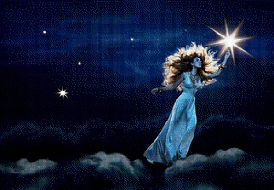 зажигающая звезды - звезды, ночь, девушка - предпросмотр