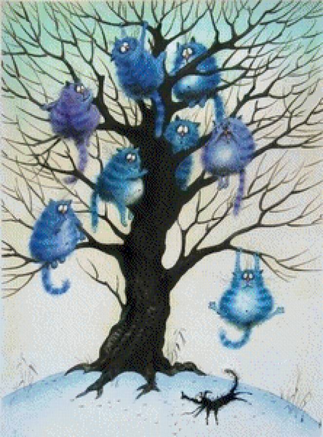 Синие коты. - живопись, коты - предпросмотр