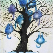 Оригинал схемы вышивки «Синие коты.» (№602041)