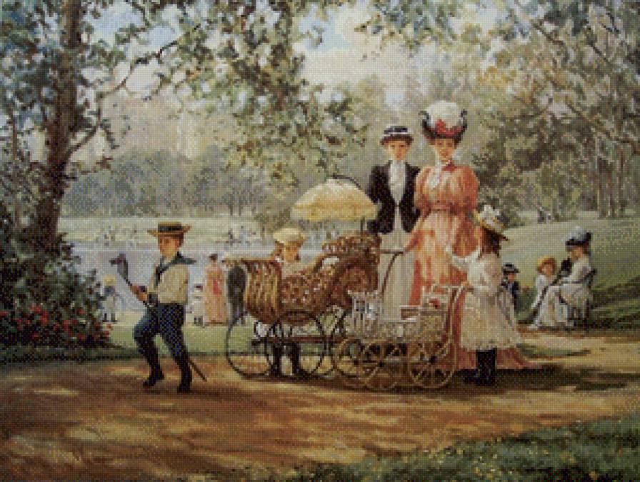 СЕРИЯ  "АЛАН МАЛЕЙ". ПРОГУЛКА В ПАРКЕ - парк, коляска, 19 век, дети - предпросмотр