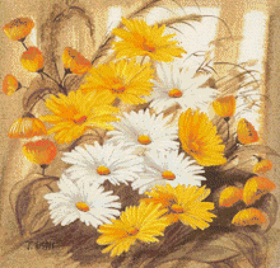 цветы - ромашка, цветы, календула - предпросмотр