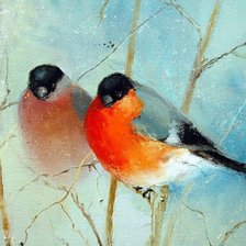 Схема вышивки «Снегири»