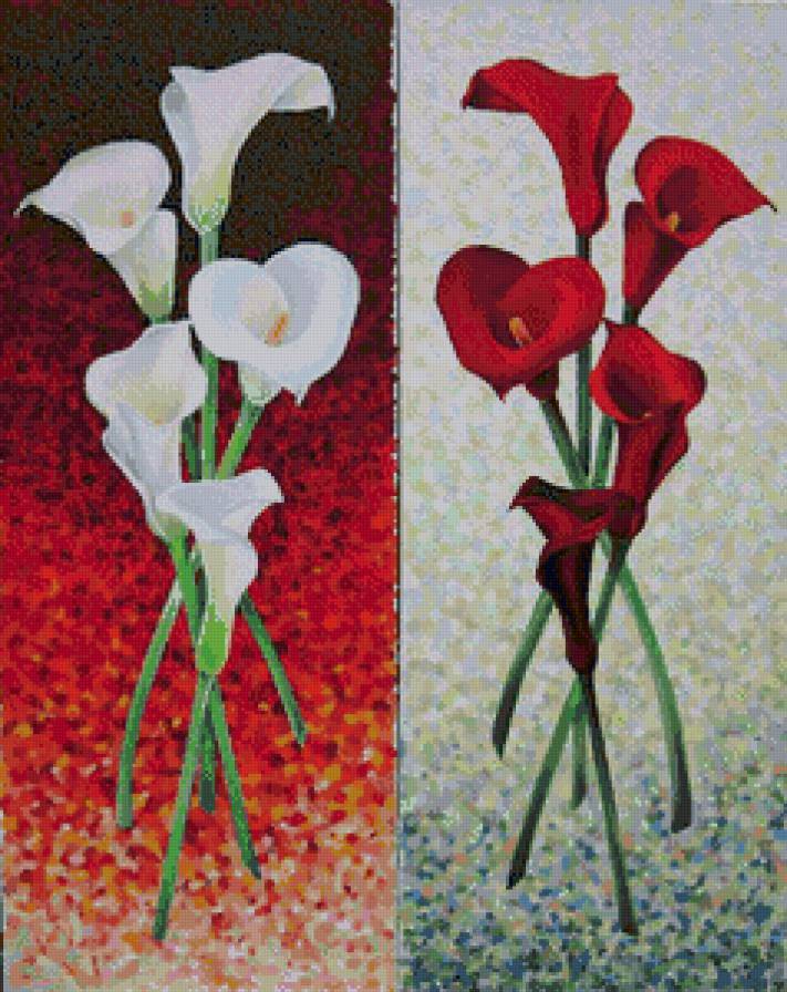 диптих "Каллы" - диптих, цветы, каллы - предпросмотр