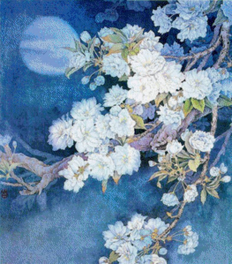 белые цветы в цвете луны - цветы - предпросмотр