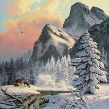 Схема вышивки «зима в горах»