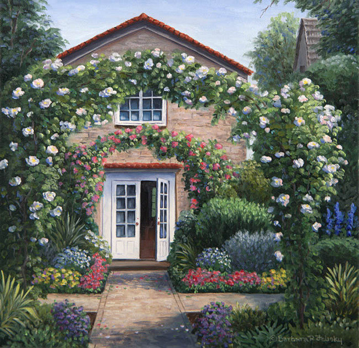 домик в цветах - цветы, пейзаж, дом - оригинал