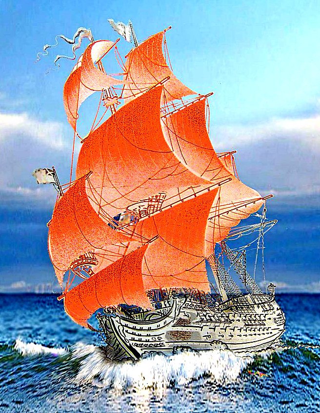 Парусник - корабль, море, алые паруса - оригинал