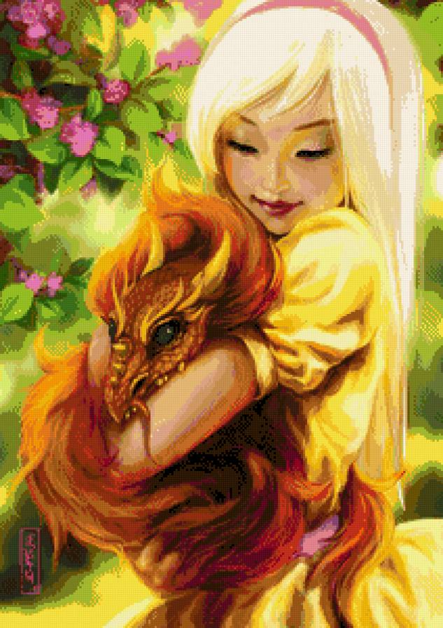 маленький питомец - дракон, девочка - предпросмотр