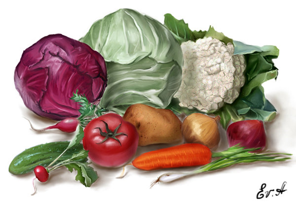 Овощи - овощи, натюрморт, для кухни - оригинал