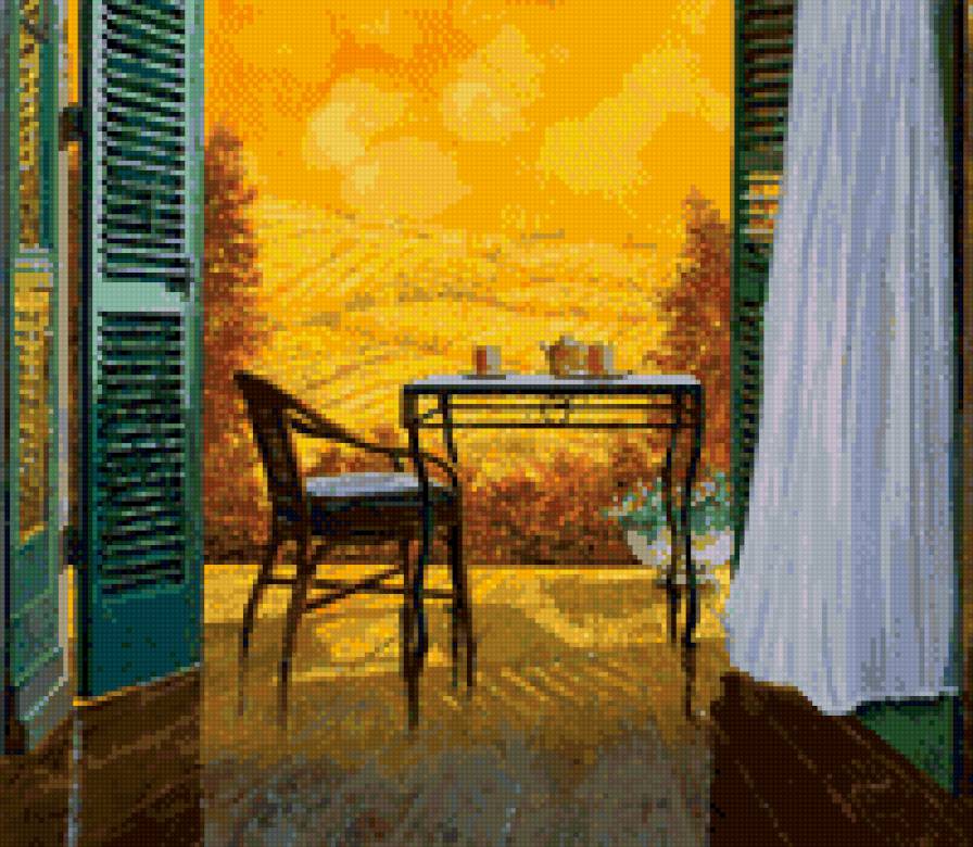 1 - столик, окно, закат - предпросмотр