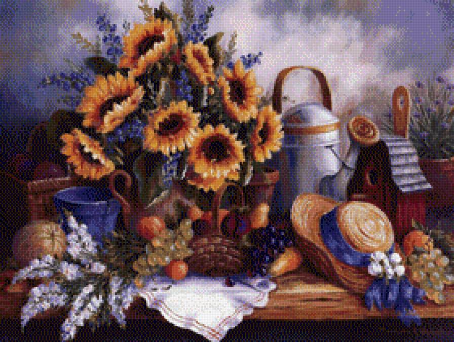 Натюрморт с подсолнухом - предпросмотр