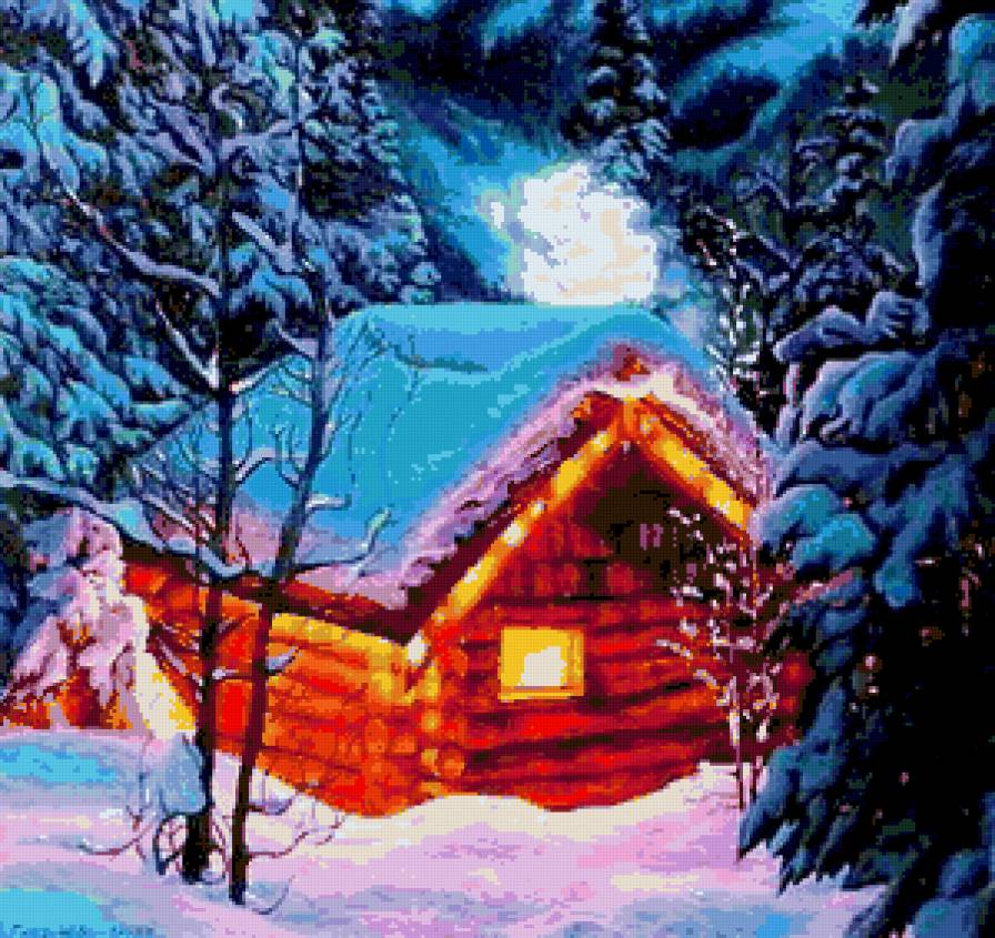 зимний домик - дом зима сказка фентази - предпросмотр