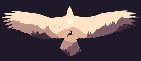 Матив - олень, природа, птица - оригинал