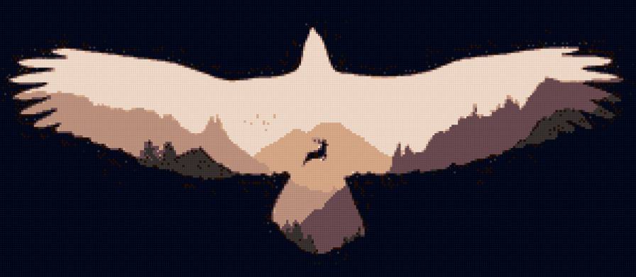 Матив - природа, птица, олень - предпросмотр