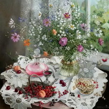 Оригинал схемы вышивки «цветы на столе» (№605115)