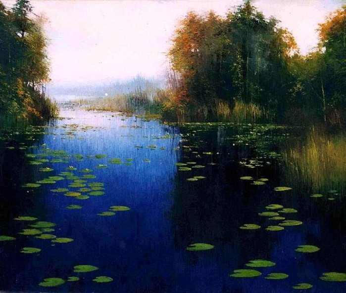 Голубое озеро - вода, природа, водоем, henryk radziszewski, лес, озеро, пейзаж - оригинал
