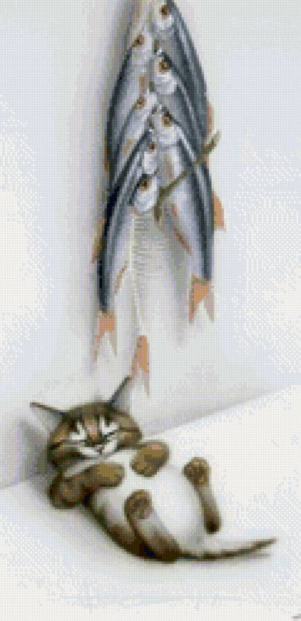 Сытый котейка - рыба, котенок - предпросмотр