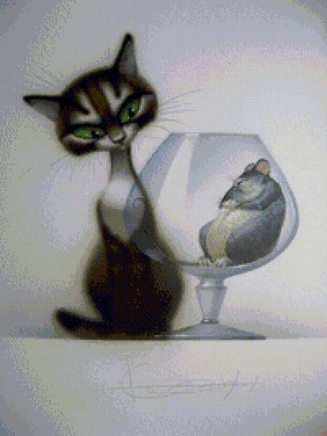 Любопытный - мышь, кошка - предпросмотр