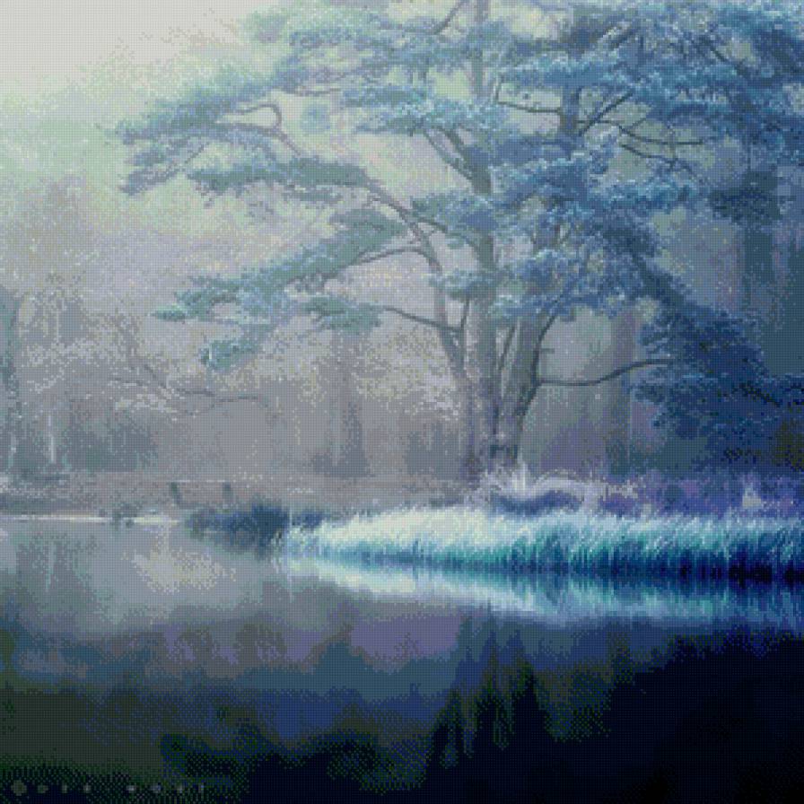 Волшебное утро - утро, озеро, лес, туман - предпросмотр