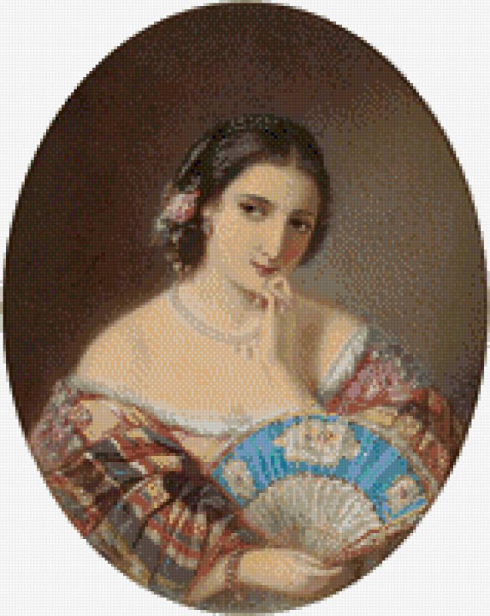 красавица с веером - веер, девушка - предпросмотр