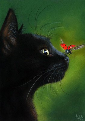чёрная киса - картина кошки - оригинал