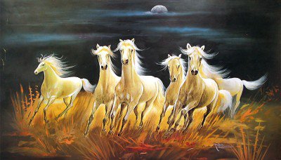 кони в ночи - картина лошади - оригинал