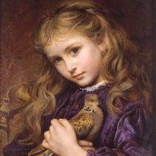 Схема вышивки «Портрет девочки с птицей.»