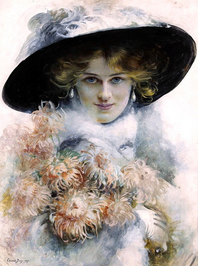 девушка  в шляпе - девушка - оригинал