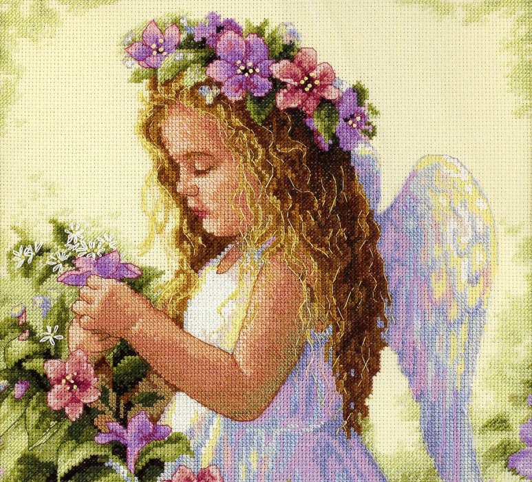 цветочный ангел - девочка, цветы, ангел - оригинал