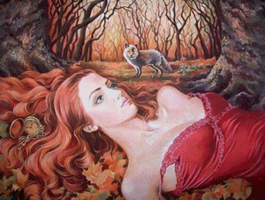 Красота женщины - женщина, волк - предпросмотр