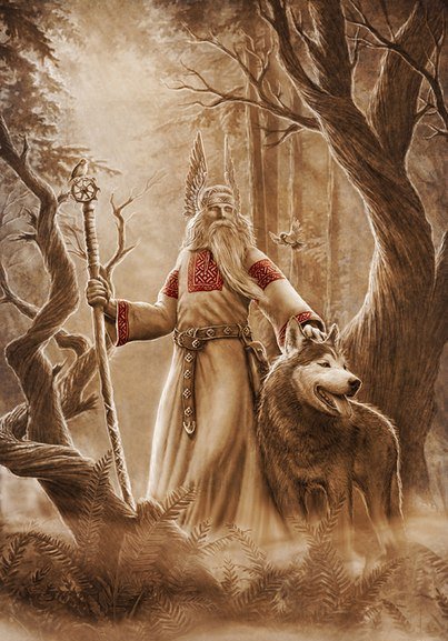 Старец с волком - люди, волк - оригинал