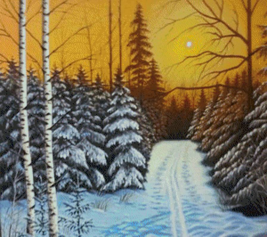 зимний пейзаж - природа, зима, лес, снег - предпросмотр