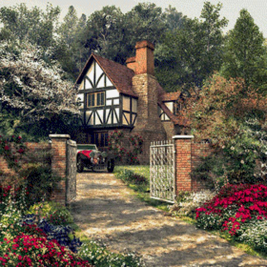 Домик в цветах - предпросмотр