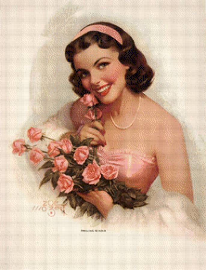 Девушка с розами - предпросмотр