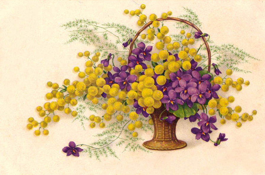 Мимозы и фиалки - оригинал