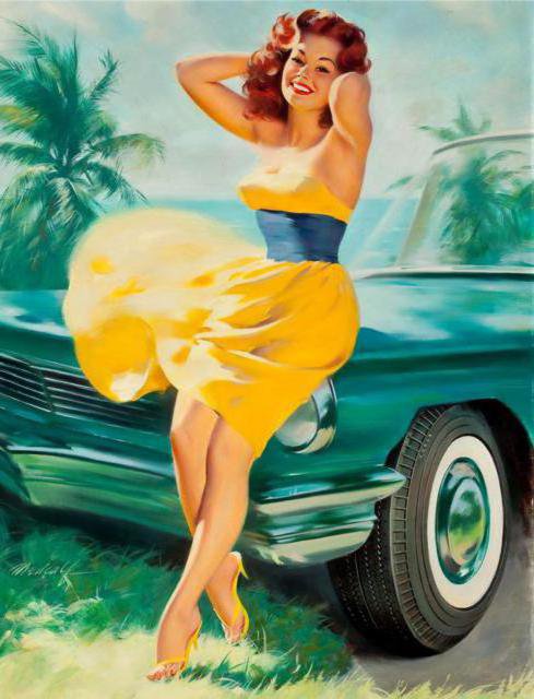 ретро красавица - автомобиль, девушка, красавица, ретро - оригинал