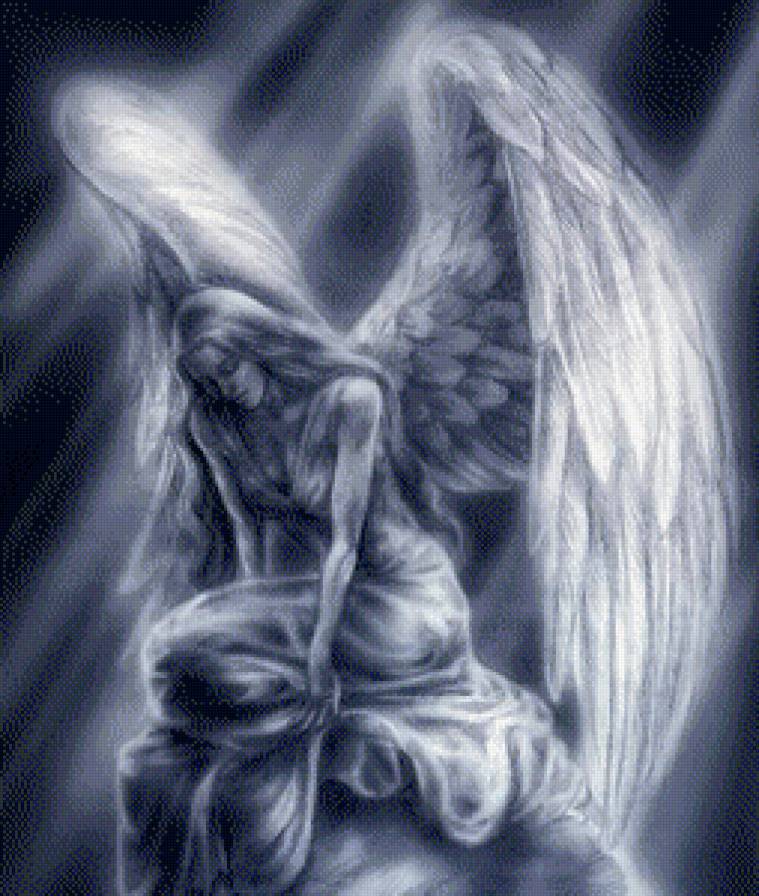 Серый ангел - фентази, ангел, картина, красота - предпросмотр