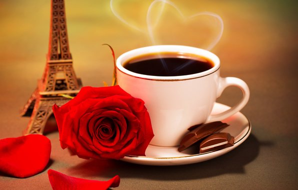 Кофе - роза, шоколад, башня, кофе, кружка - оригинал