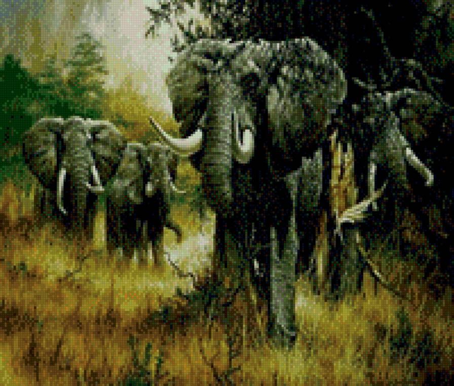слоны в зелени - слоны - предпросмотр