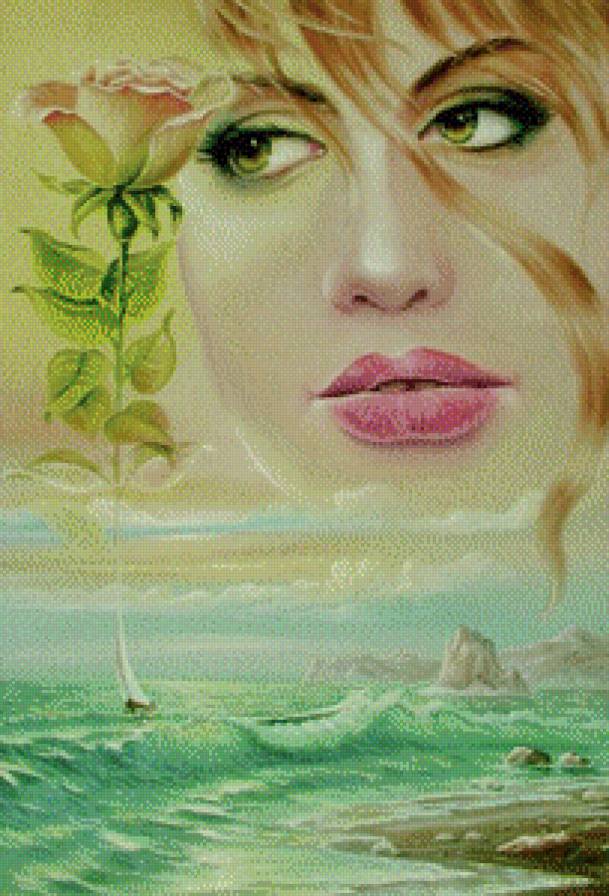 Взгляд - взгляд, розы, женщина - предпросмотр