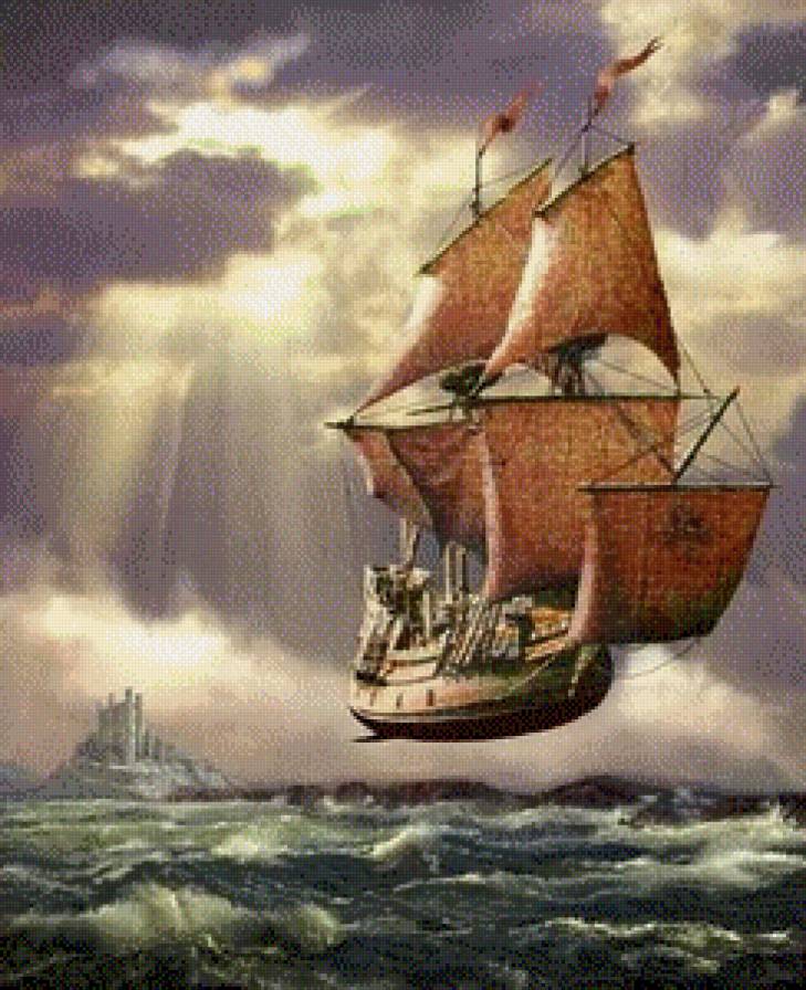 Летучий корабль - море, корабль - предпросмотр