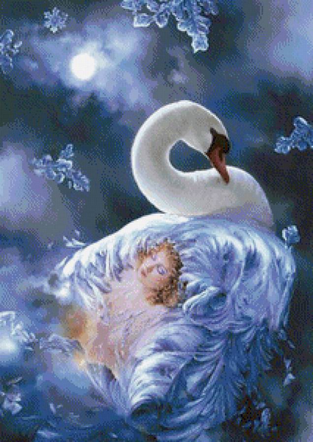 девушка  лебедь - картина фэнтэзи - предпросмотр