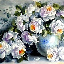 Оригинал схемы вышивки «белые розы» (№609055)