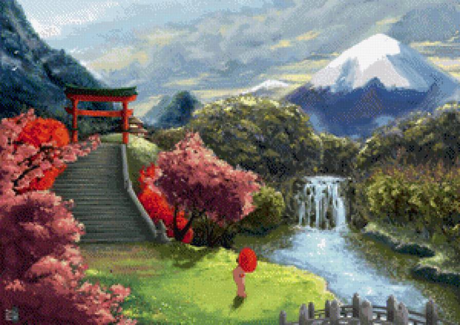 райский уголок - природа, цветы, горы - предпросмотр