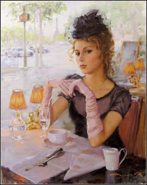 За чашкой с кофе - девушка - оригинал